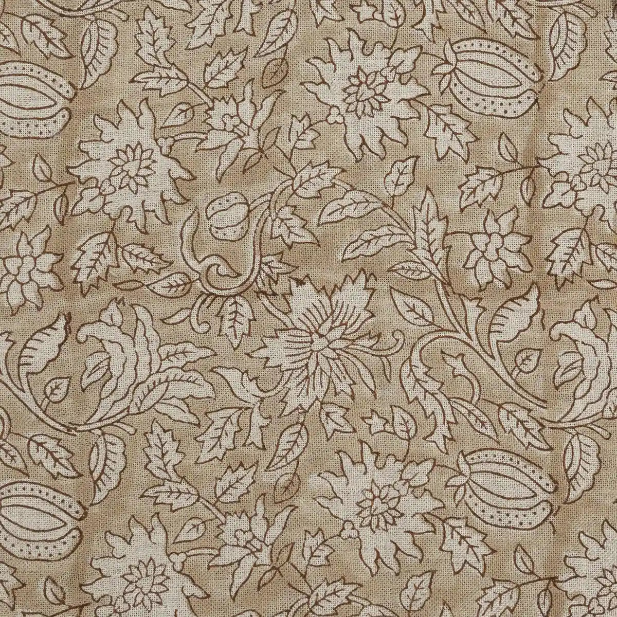 Cirdeg Floral Block Print Linen Fabric