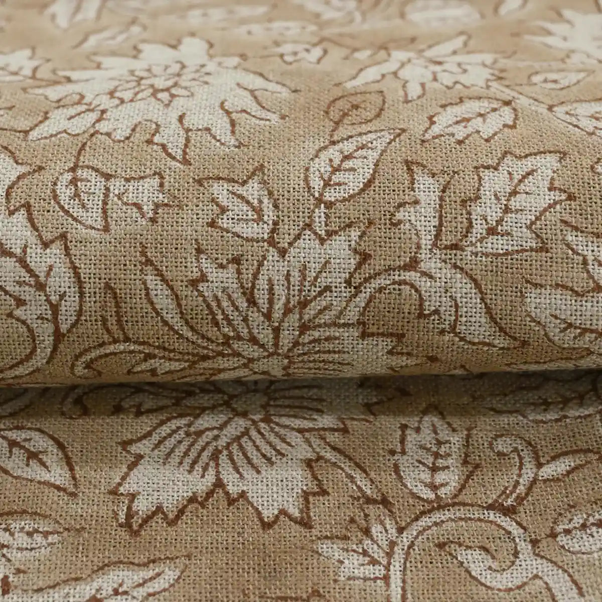 Cirdeg Floral Block Print Linen Fabric