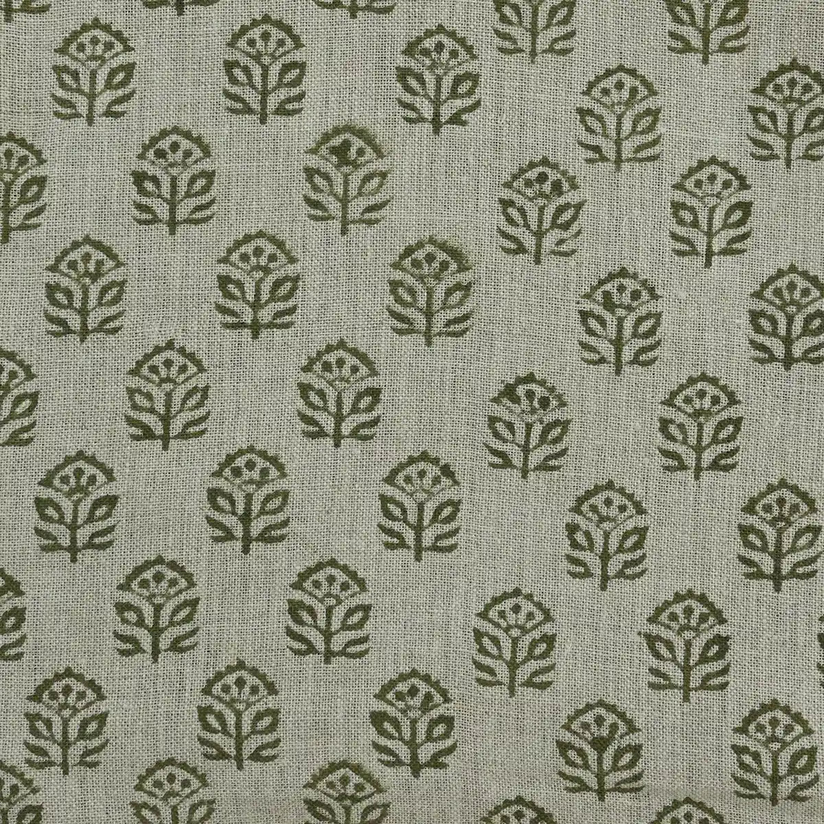 Gregory Floral Hand Block Print Linen Fabric