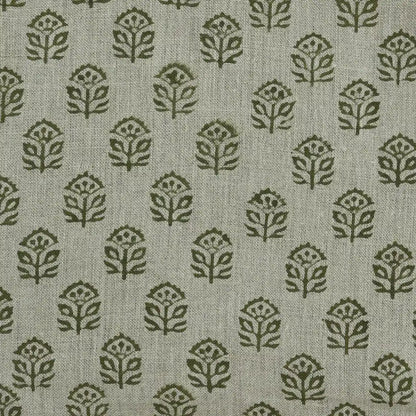 Gregory Floral Hand Block Print Linen Fabric