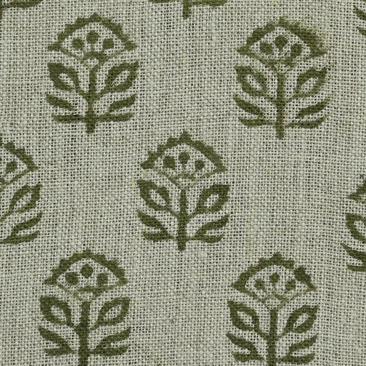 Gregory Floral Hand Block Print Linen Fabric
