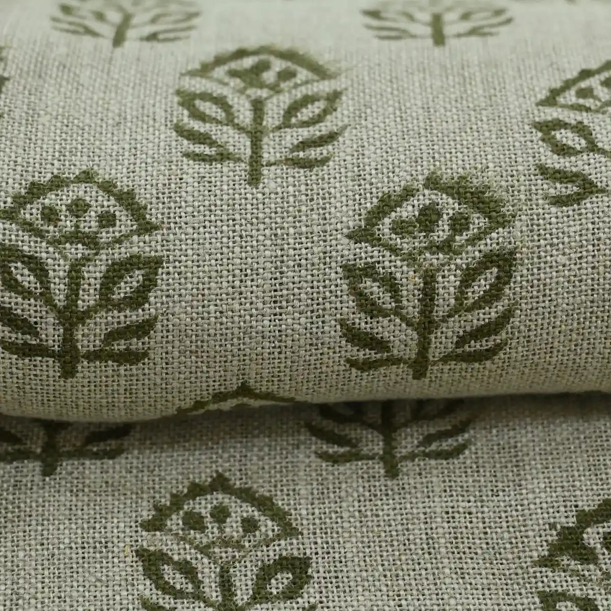 Gregory Floral Hand Block Print Linen Fabric