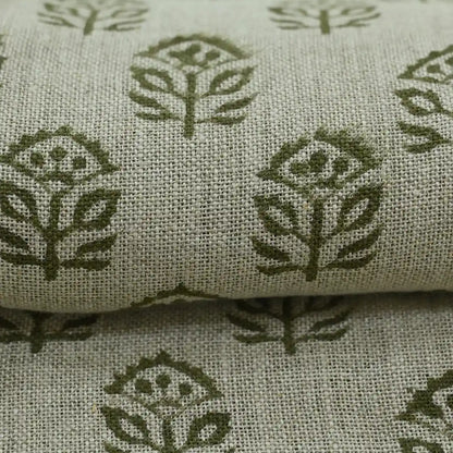 Gregory Floral Hand Block Print Linen Fabric