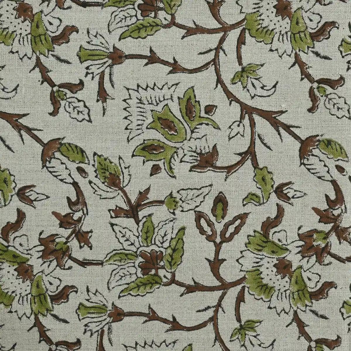 Ycrep Floral Hand Block Print Linen Fabric
