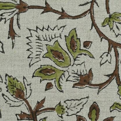 Ycrep Floral Hand Block Print Linen Fabric