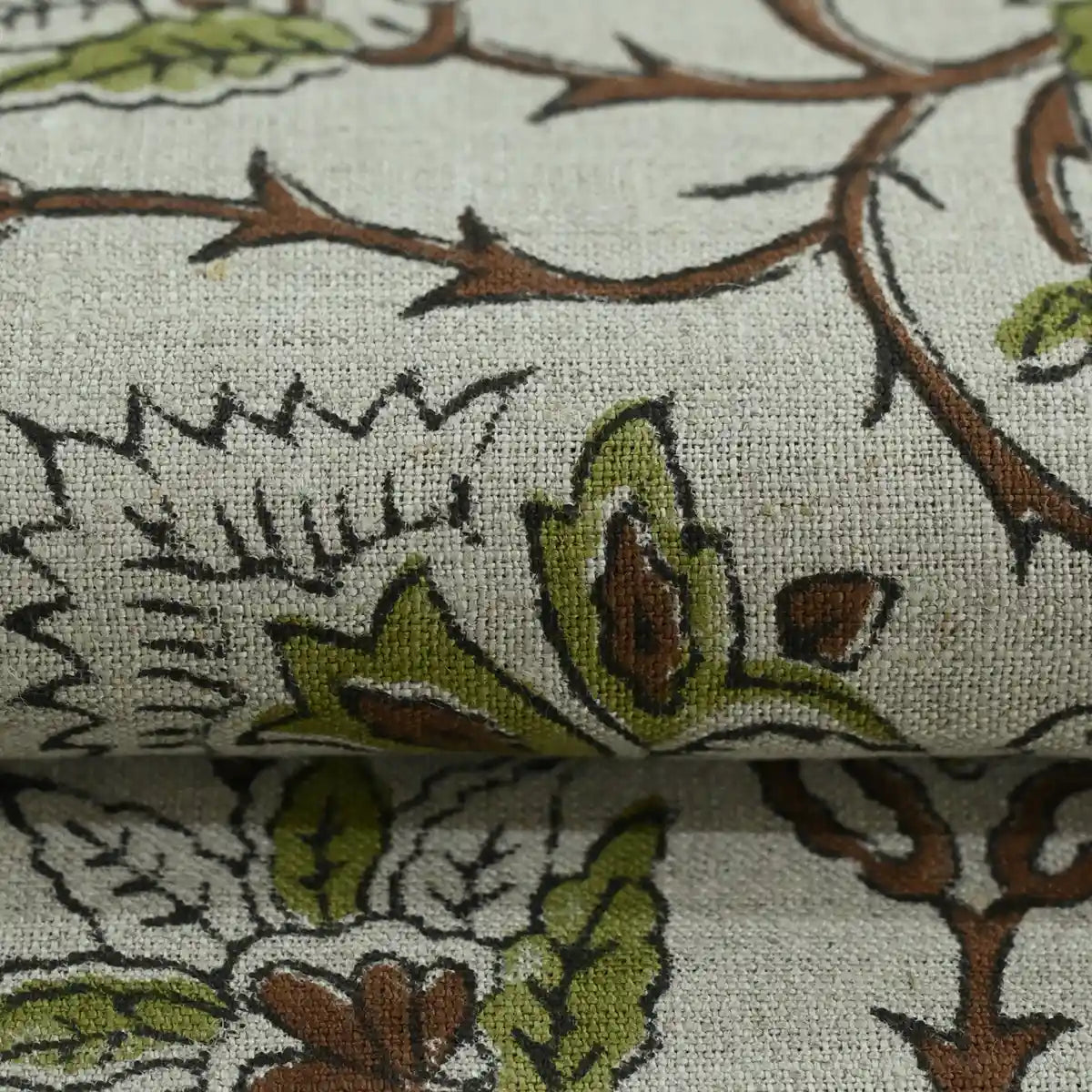 Ycrep Floral Hand Block Print Linen Fabric