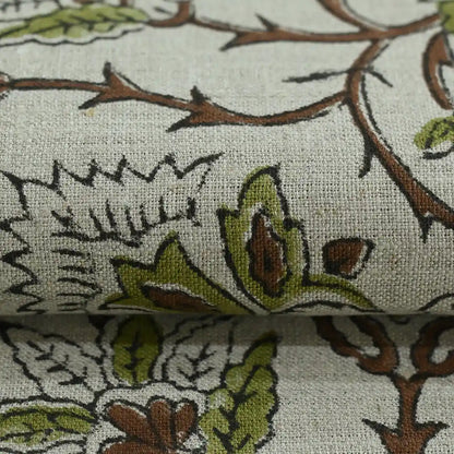 Ycrep Floral Hand Block Print Linen Fabric