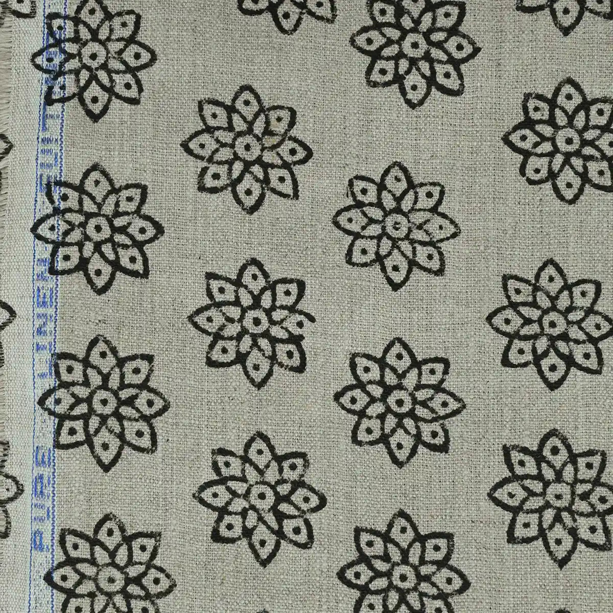 Elvara Geometric Linen Block Print Fabric
