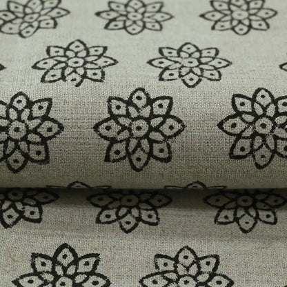Elvara Geometric Linen Block Print Fabric