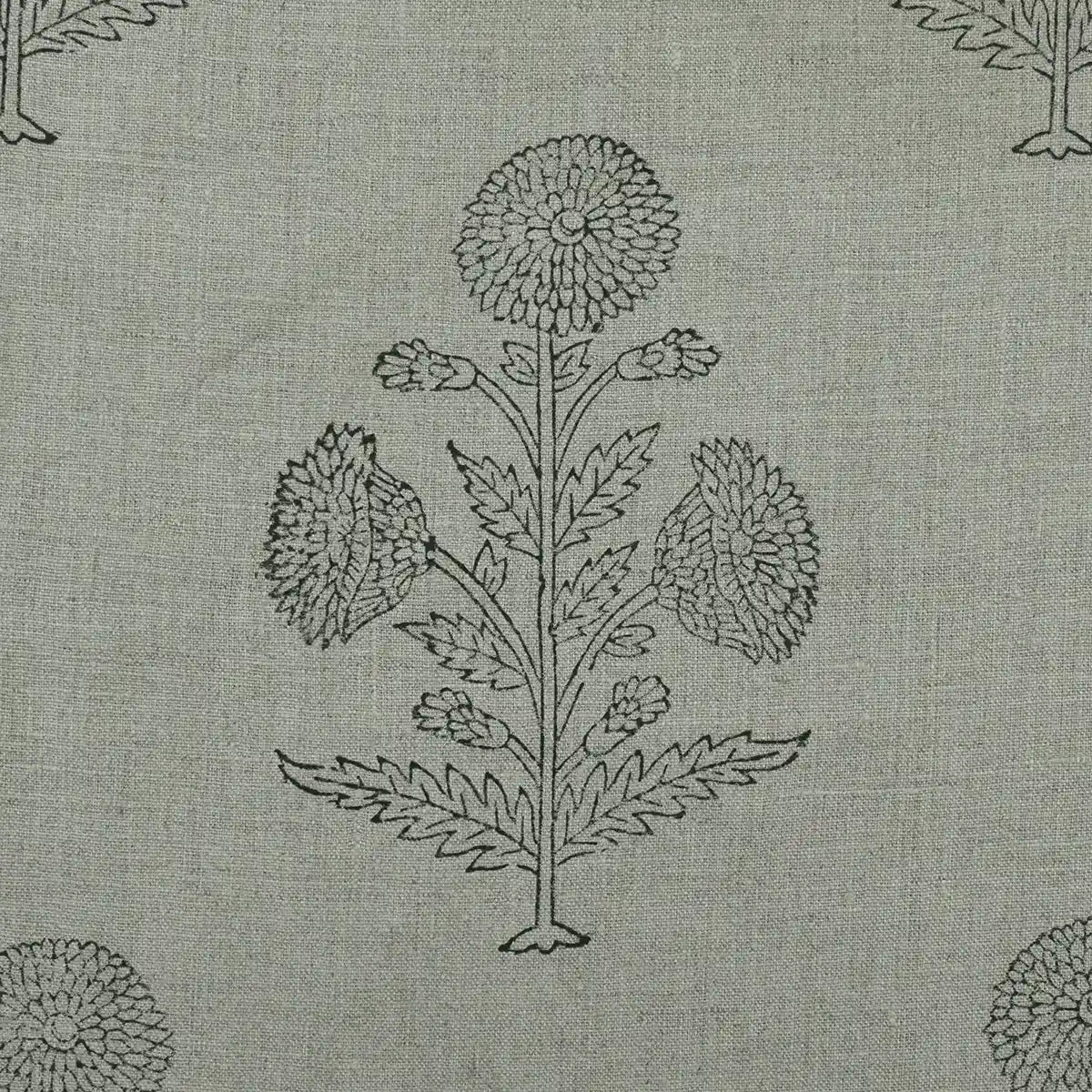 Taffette Floral Block Print Linen Fabric
