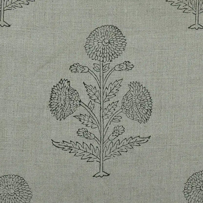 Taffette Floral Block Print Linen Fabric