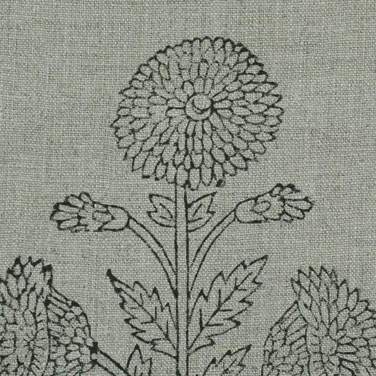 Taffette Floral Block Print Linen Fabric