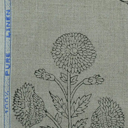 Taffette Floral Block Print Linen Fabric