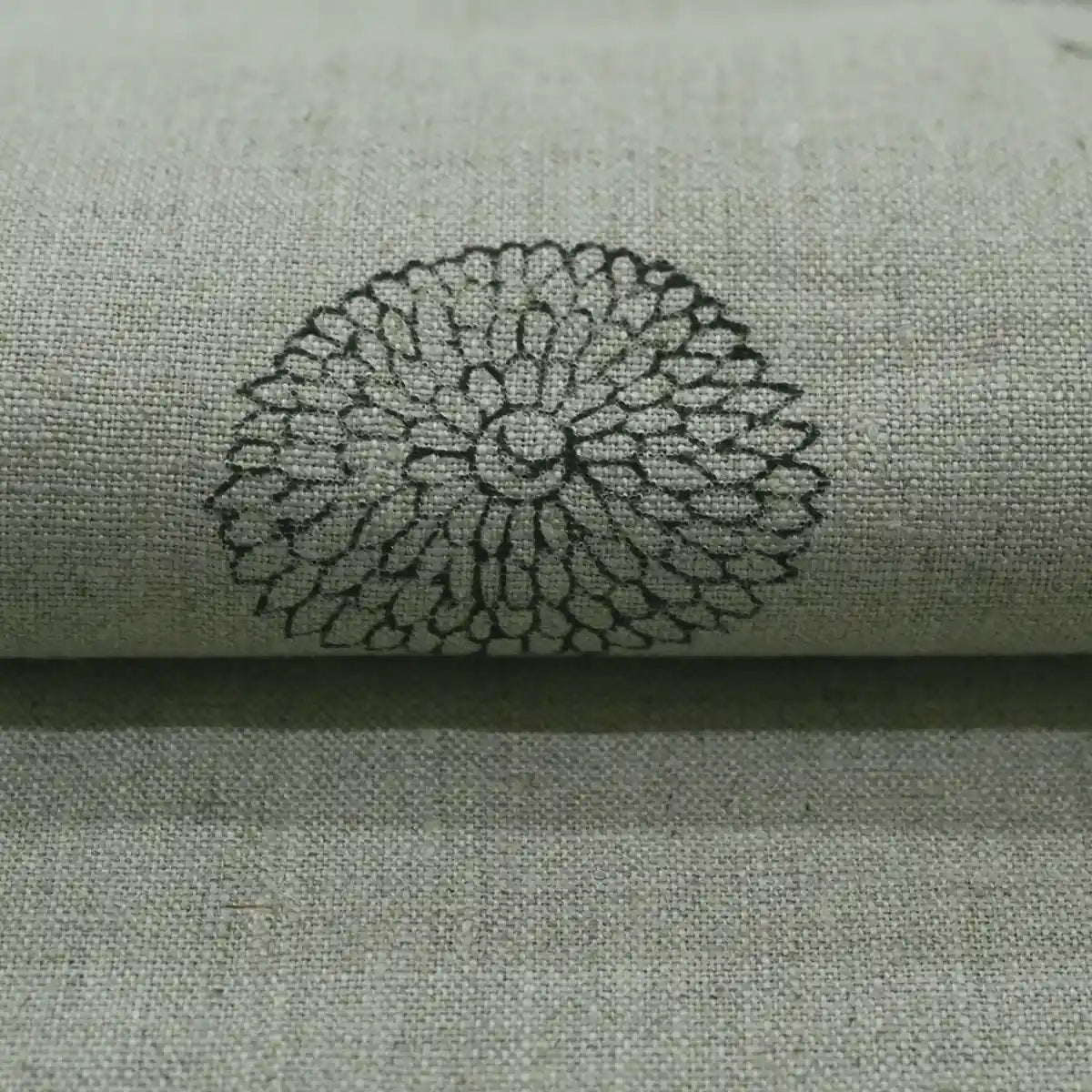 Taffette Floral Block Print Linen Fabric