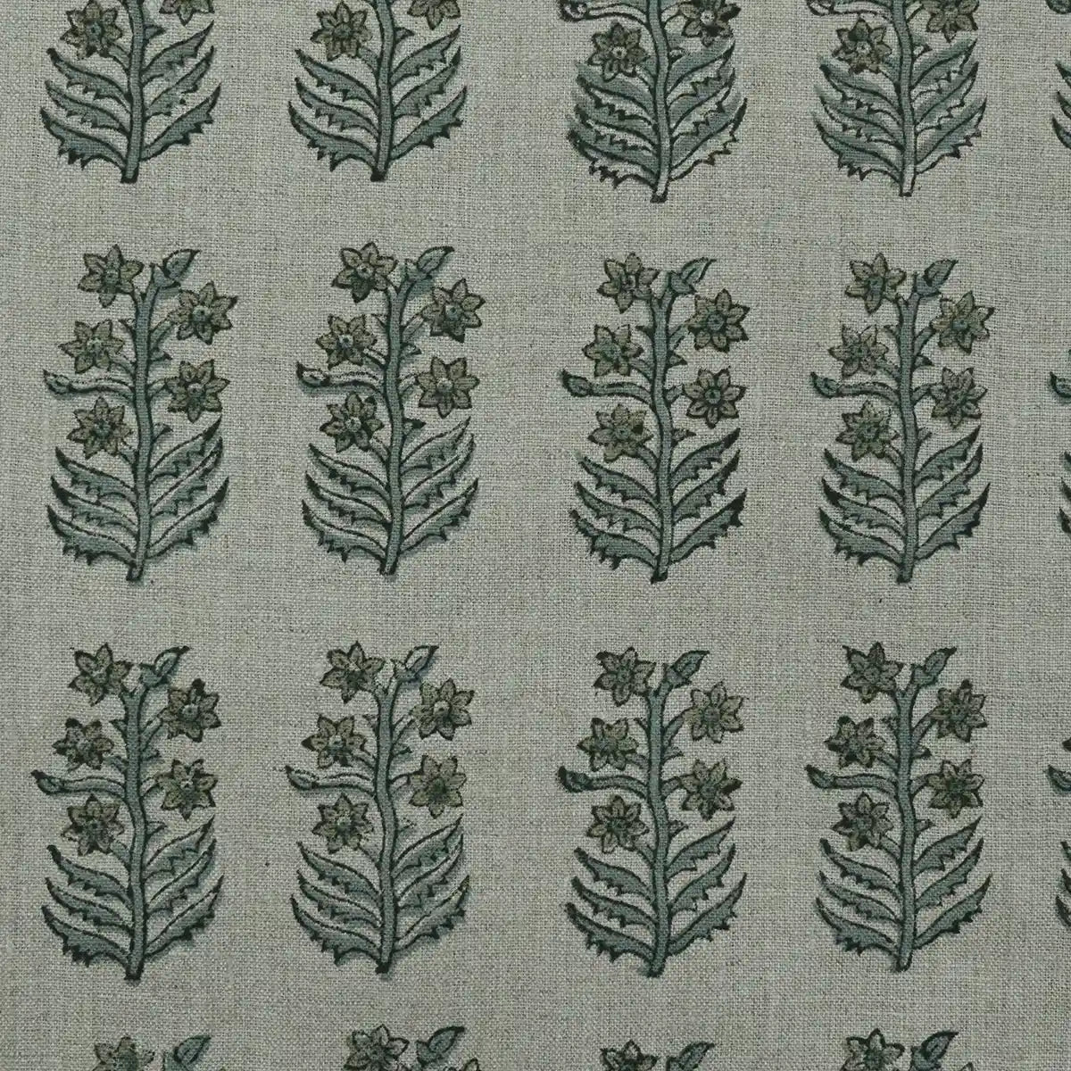 Georgina Floral Block Print Linen Fabric