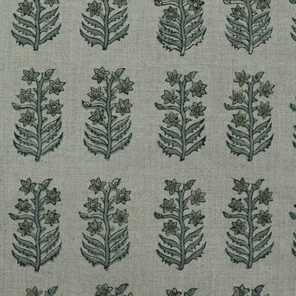 Georgina Floral Block Print Linen Fabric