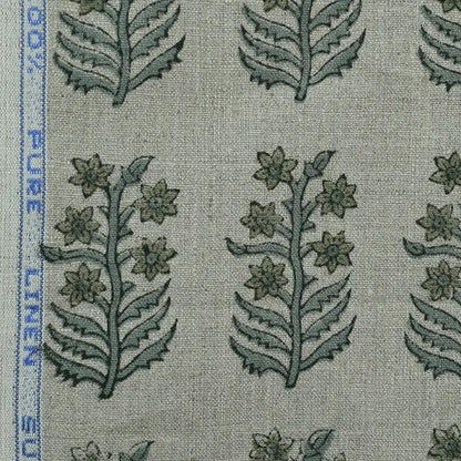 Georgina Floral Block Print Linen Fabric