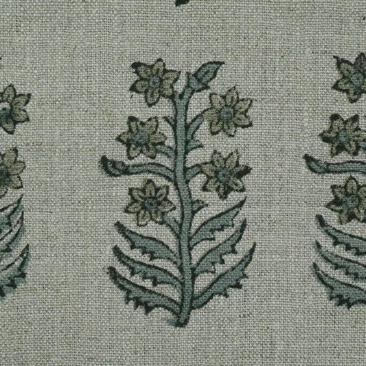 Georgina Floral Block Print Linen Fabric