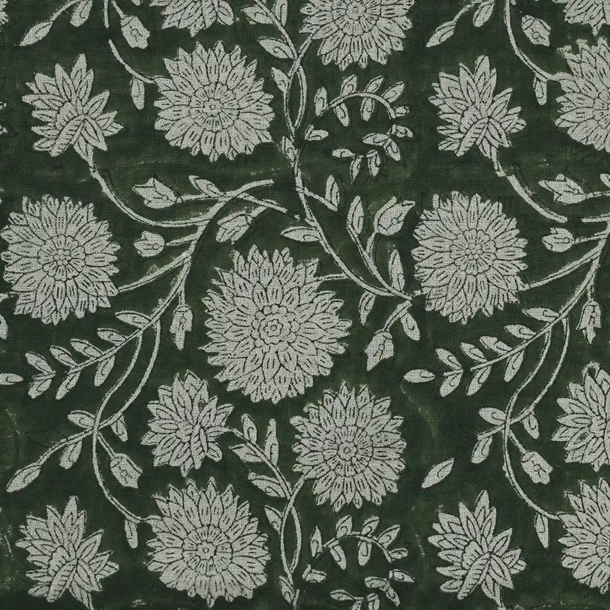 Loomis Floral Hand Block Print Linen Fabric