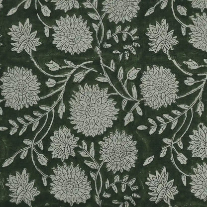 Loomis Floral Hand Block Print Linen Fabric