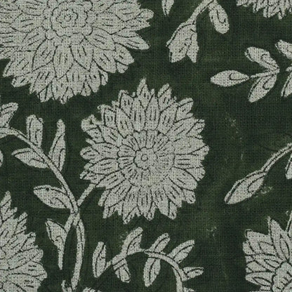 Loomis Floral Hand Block Print Linen Fabric