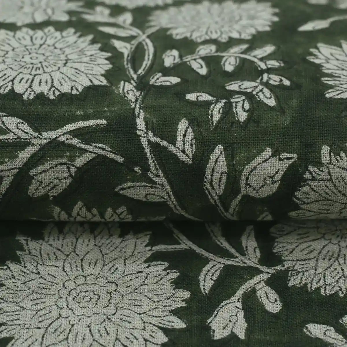 Loomis Floral Hand Block Print Linen Fabric