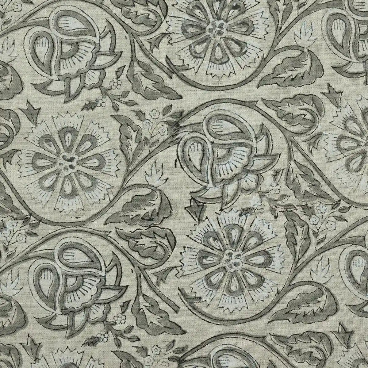Tterb Floral Hand Block Linen Fabric