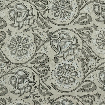 Tterb Floral Hand Block Linen Fabric