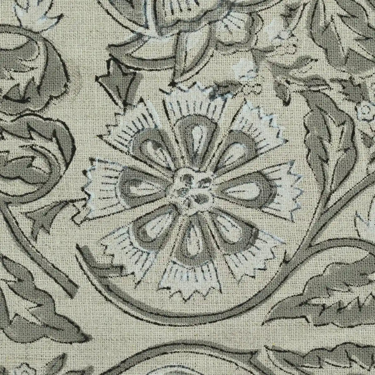 Tterb Floral Hand Block Linen Fabric