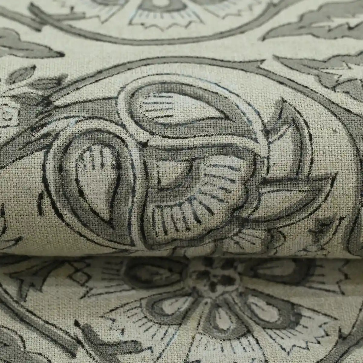Tterb Floral Hand Block Linen Fabric