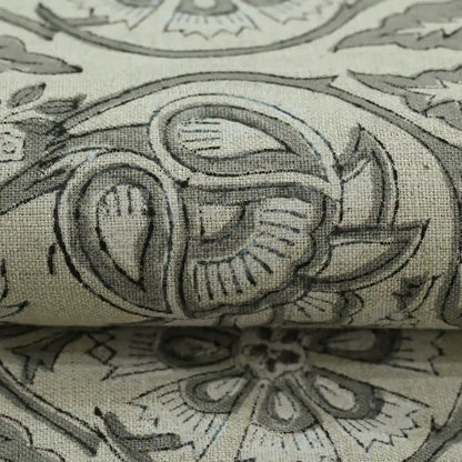 Tterb Floral Hand Block Linen Fabric