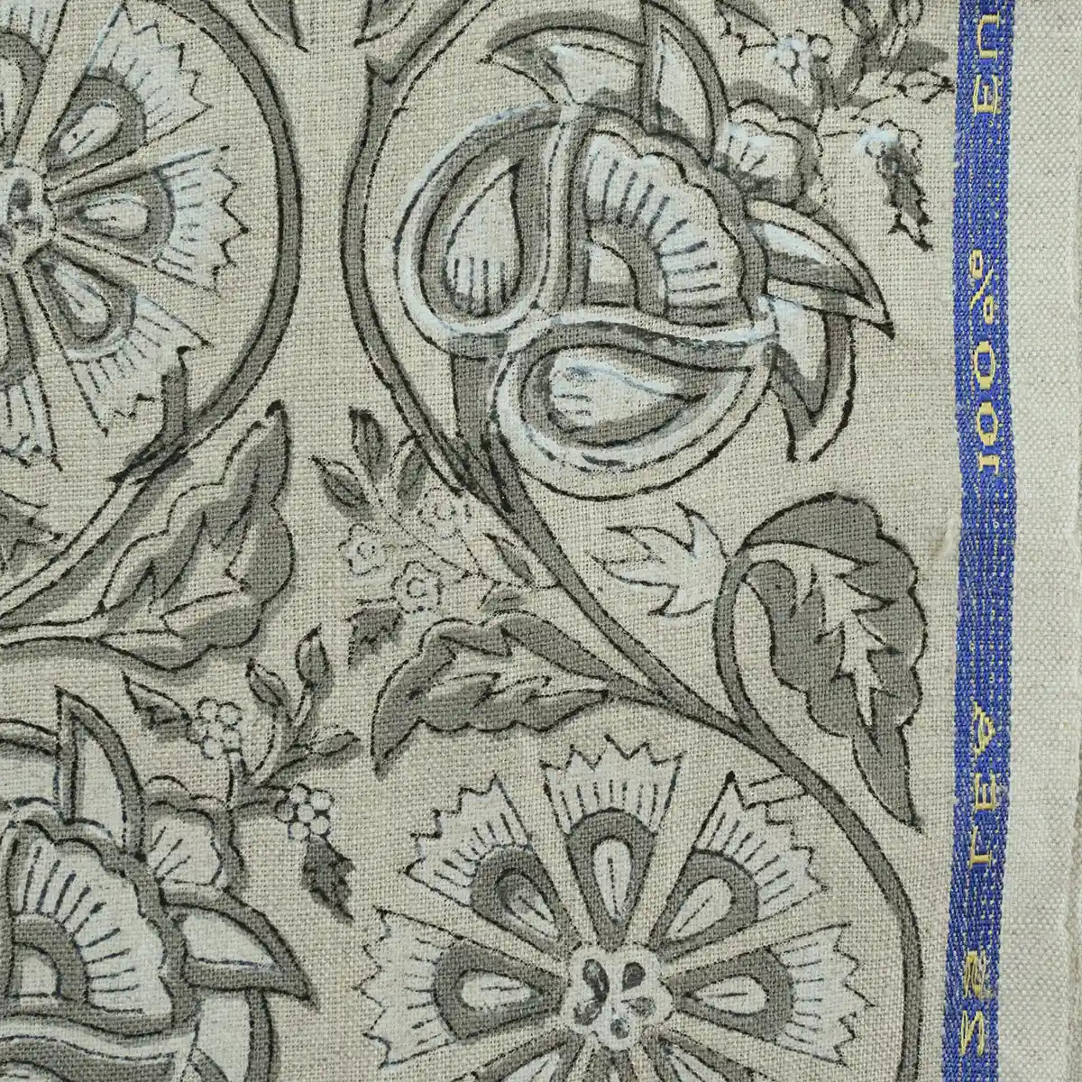Tterb Floral Hand Block Linen Fabric