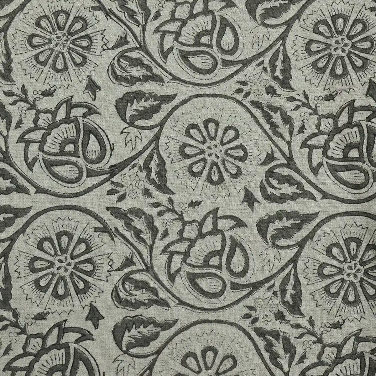 Tterb Floral Hand Block Linen Fabric