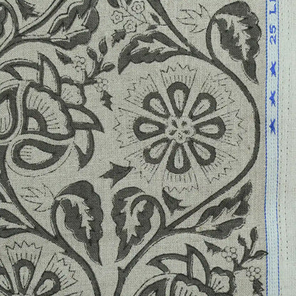 Tterb Floral Hand Block Linen Fabric
