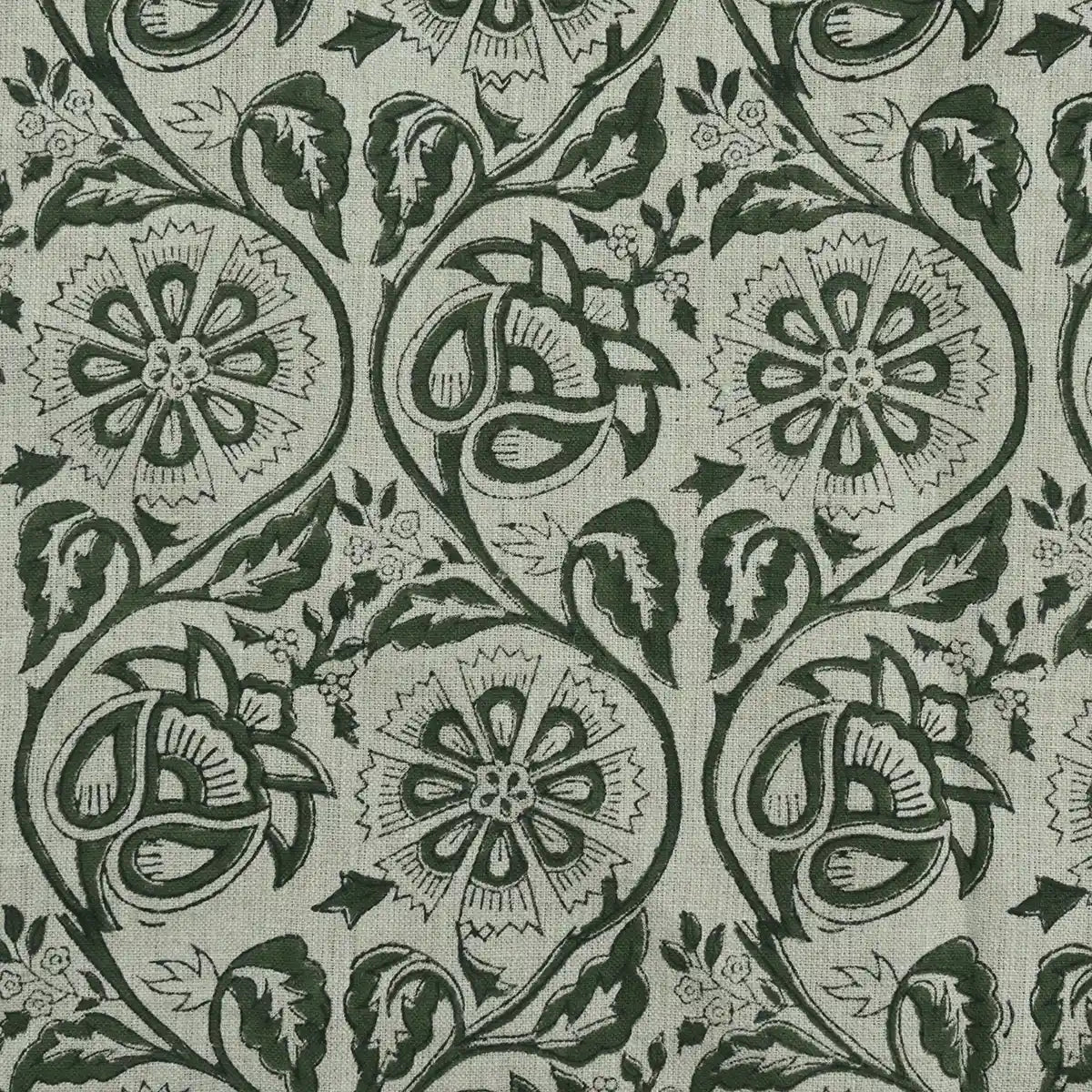 Tterb Floral Hand Block Linen Fabric