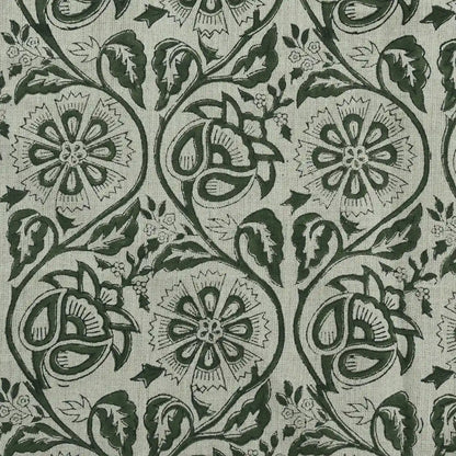 Tterb Floral Hand Block Linen Fabric