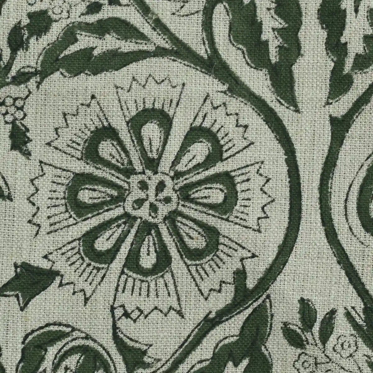 Tterb Floral Hand Block Linen Fabric