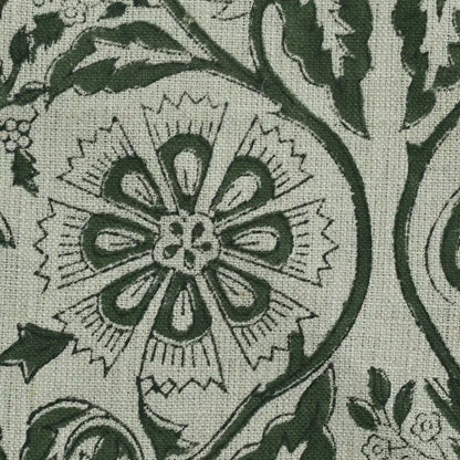 Tterb Floral Hand Block Linen Fabric