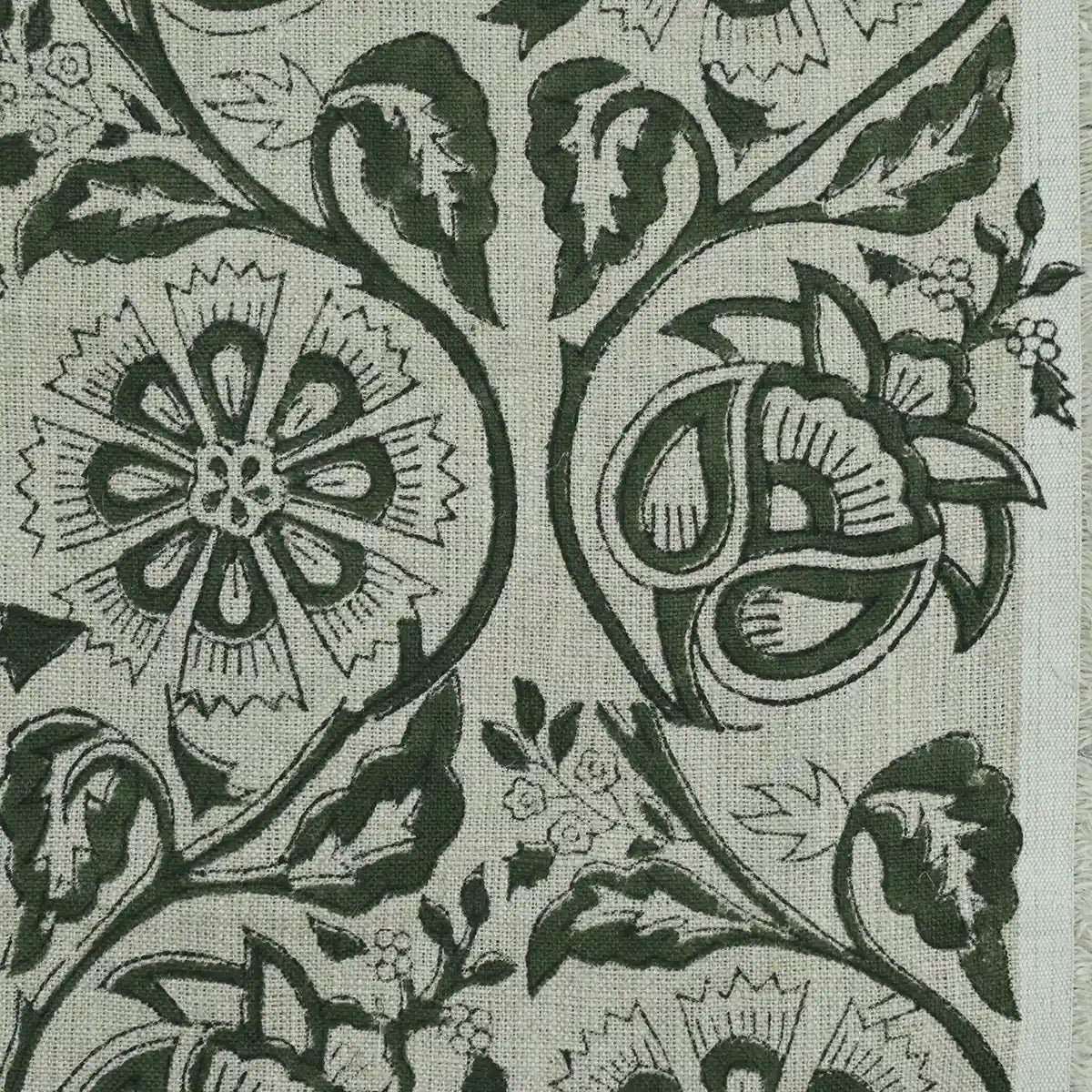 Tterb Floral Hand Block Linen Fabric