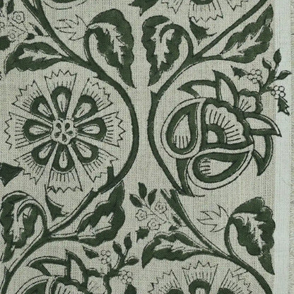 Tterb Floral Hand Block Linen Fabric