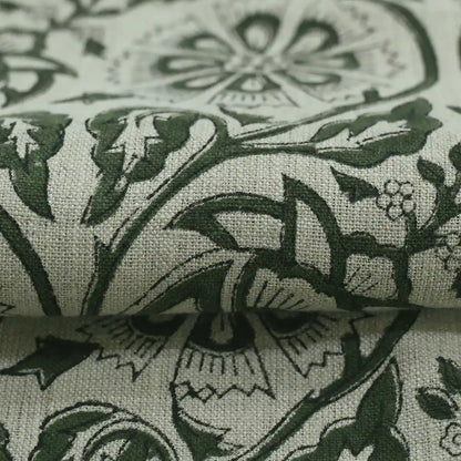 Tterb Floral Hand Block Linen Fabric