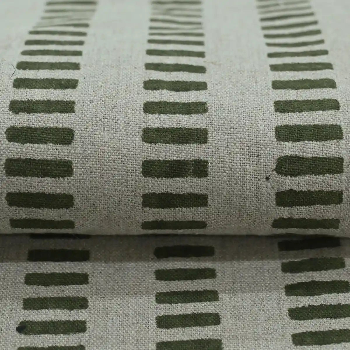 Drelith Stripe Block Print Linen Fabric