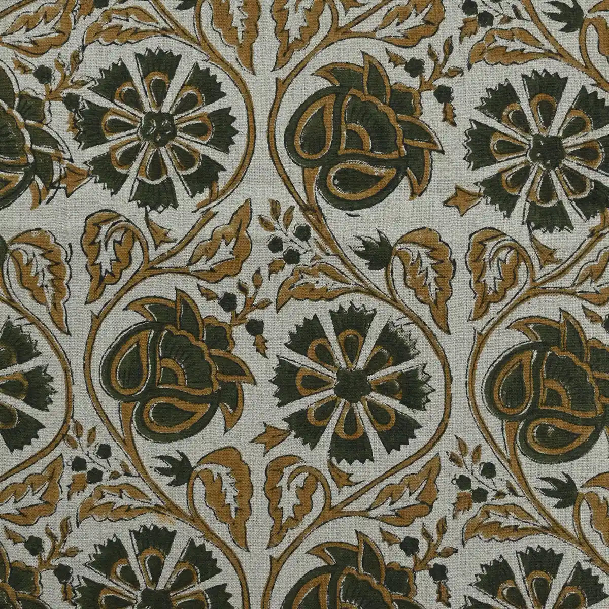 Tterb Floral Hand Block Linen Fabric