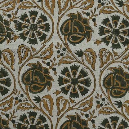 Tterb Floral Hand Block Linen Fabric