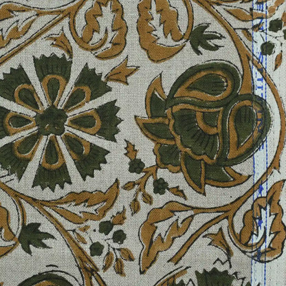 Tterb Floral Hand Block Linen Fabric