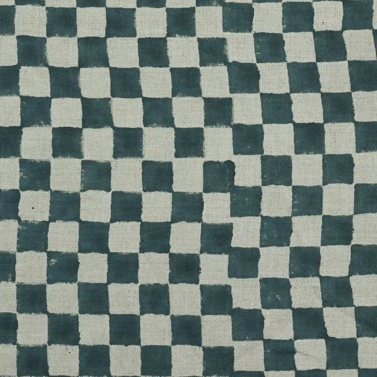 Leoj Checks Block Print Linen Fabric