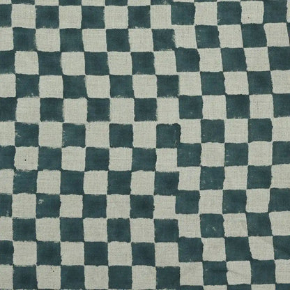Leoj Checks Block Print Linen Fabric