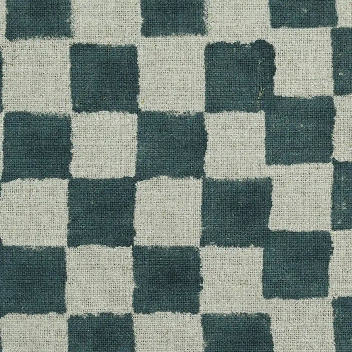 Leoj Checks Block Print Linen Fabric