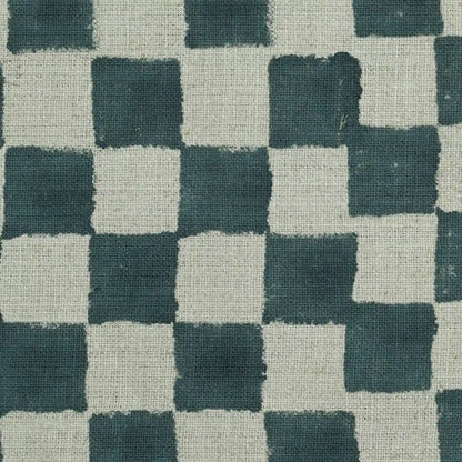 Leoj Checks Block Print Linen Fabric