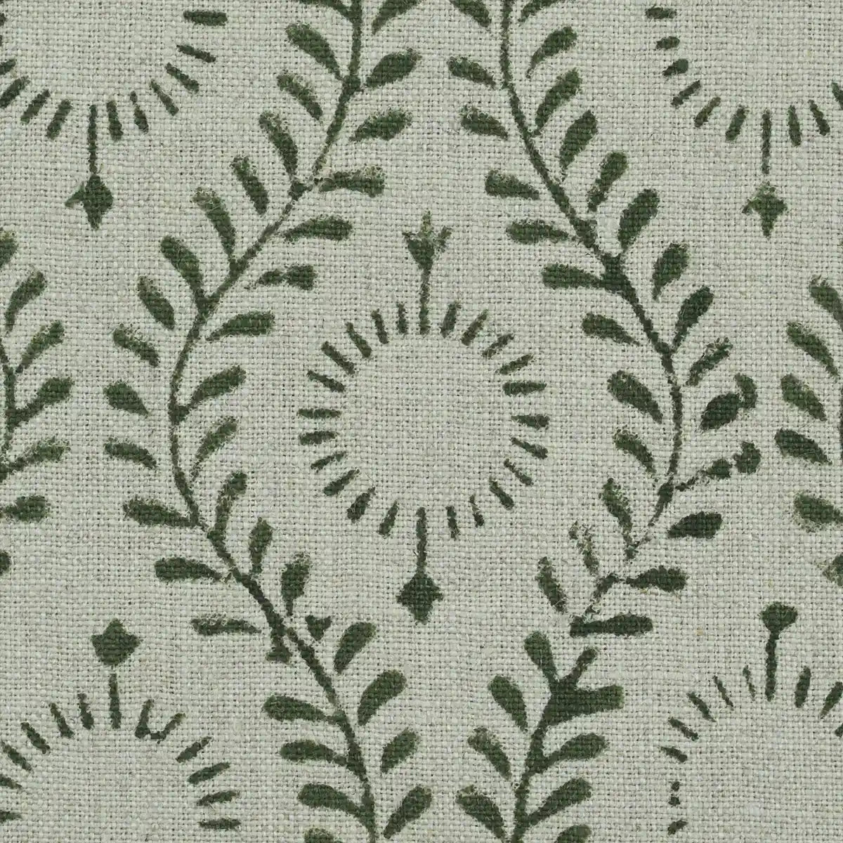 Sharra Botanical Block Print Linen Fabric